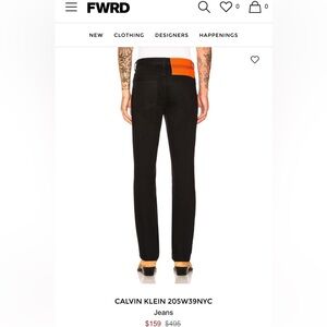 Calvin Klein 205W39NYC Black Denim Pant Size 31